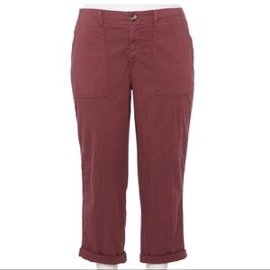 NWT Sonoma Ultra Comfort Waist Utility Capri Pants Maroon Size 22 W
